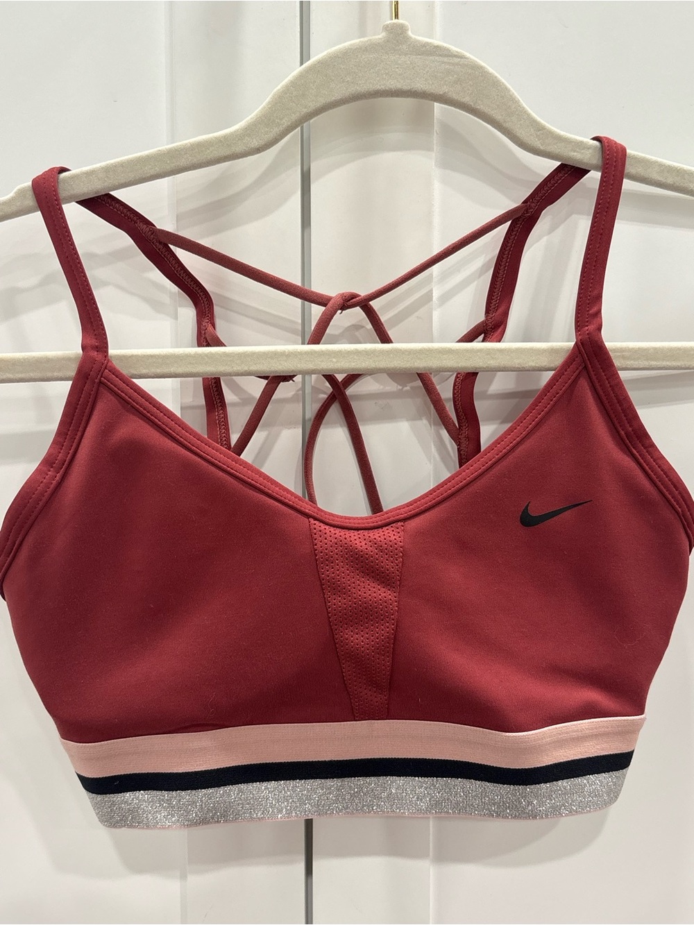 ***SOLD***Nike Women's Crimson Strappy Sports Bra with Contrast Band
